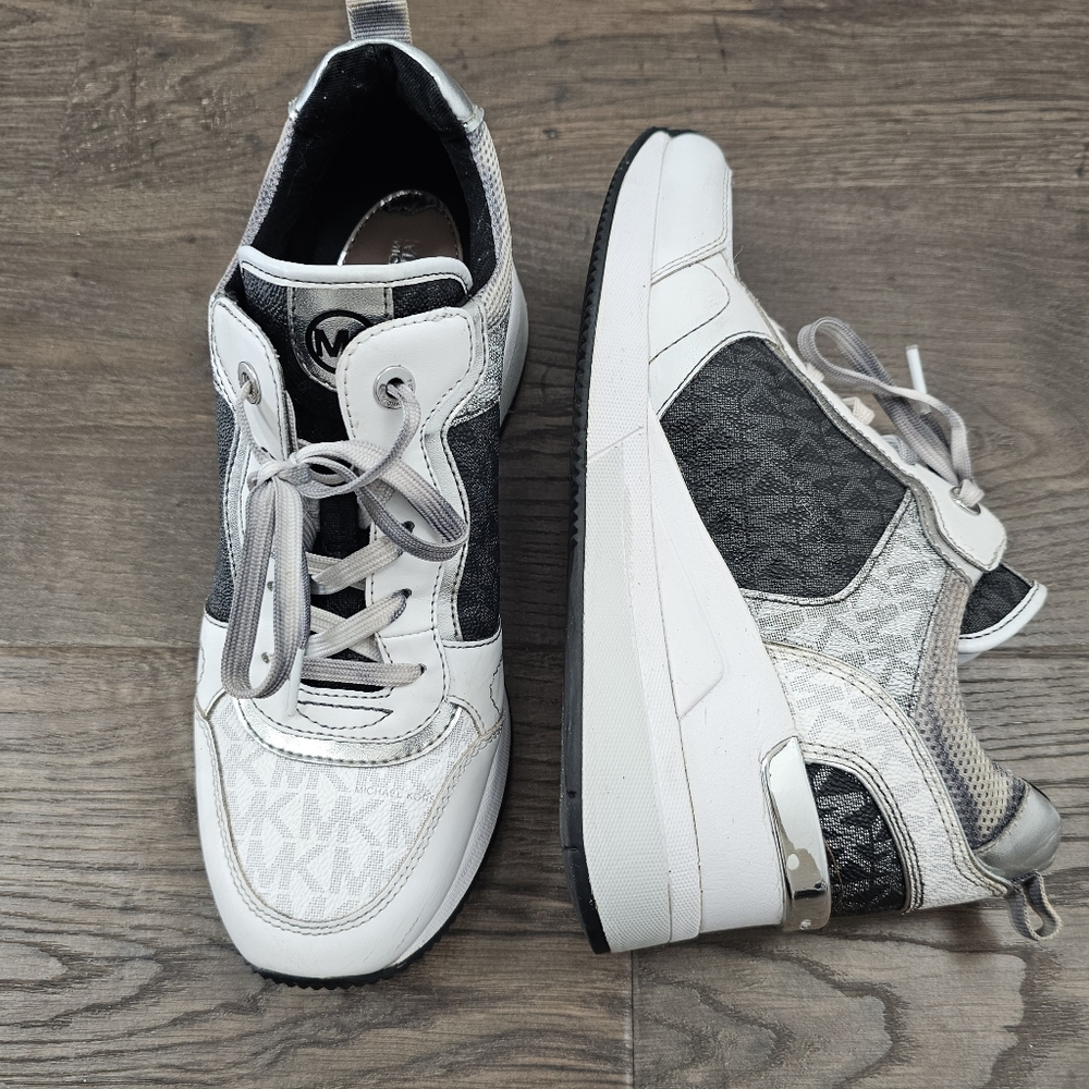 Michael Kors Women's Wedge Heel Sneakers- Cristina Trainer Tennis Shoe - Picture 9 of 10
